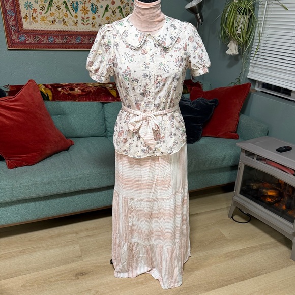 Splendid Peach and Cream Striped maxi skirt Small - Picture 3 of 13